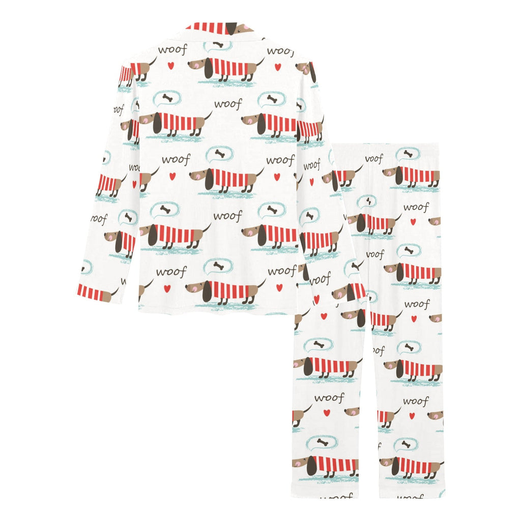 Cute dachshund bone pattern Women's Long Pajama Set
