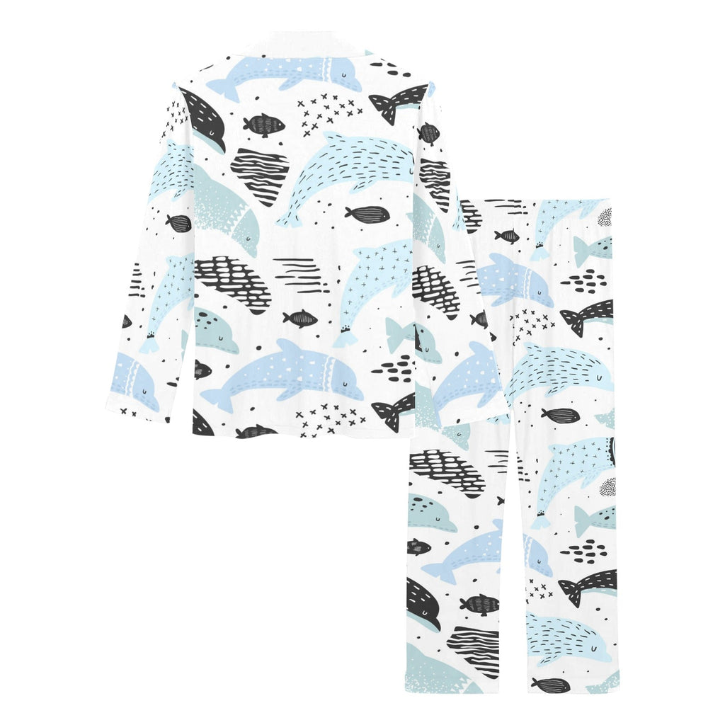 Cute dolphins Childish Style pattern Women's Long Pajama Set