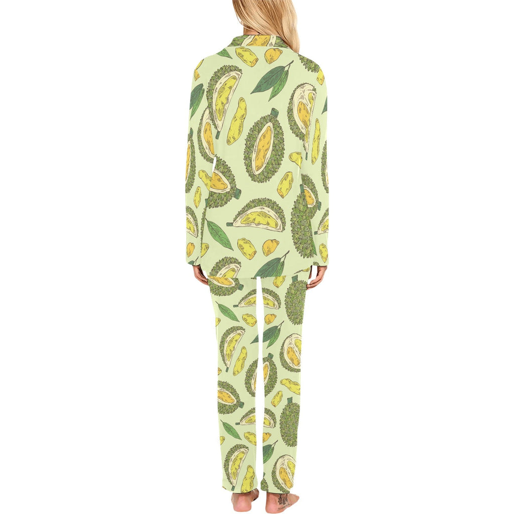 Durian leaves pattern background Women's Long Pajama Set