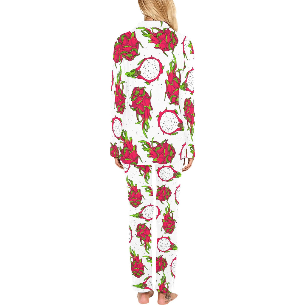 dragon fruits white background Women's Long Pajama Set
