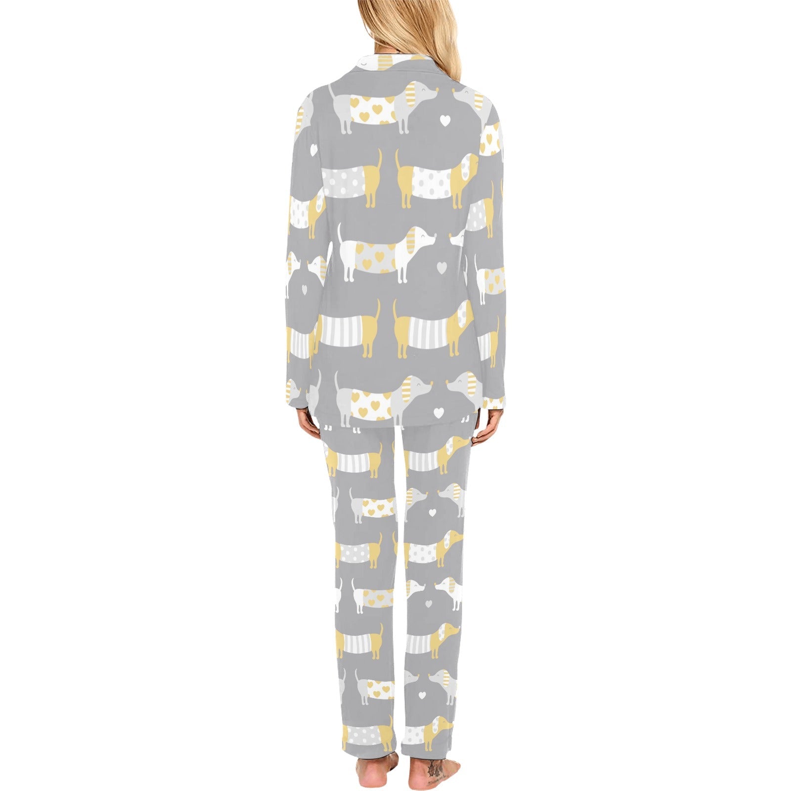 Cute dachshund dog pattern Women's Long Pajama Set