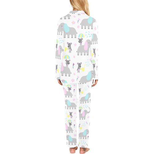 Cute elephant mouse pattern Women's Long Pajama Set