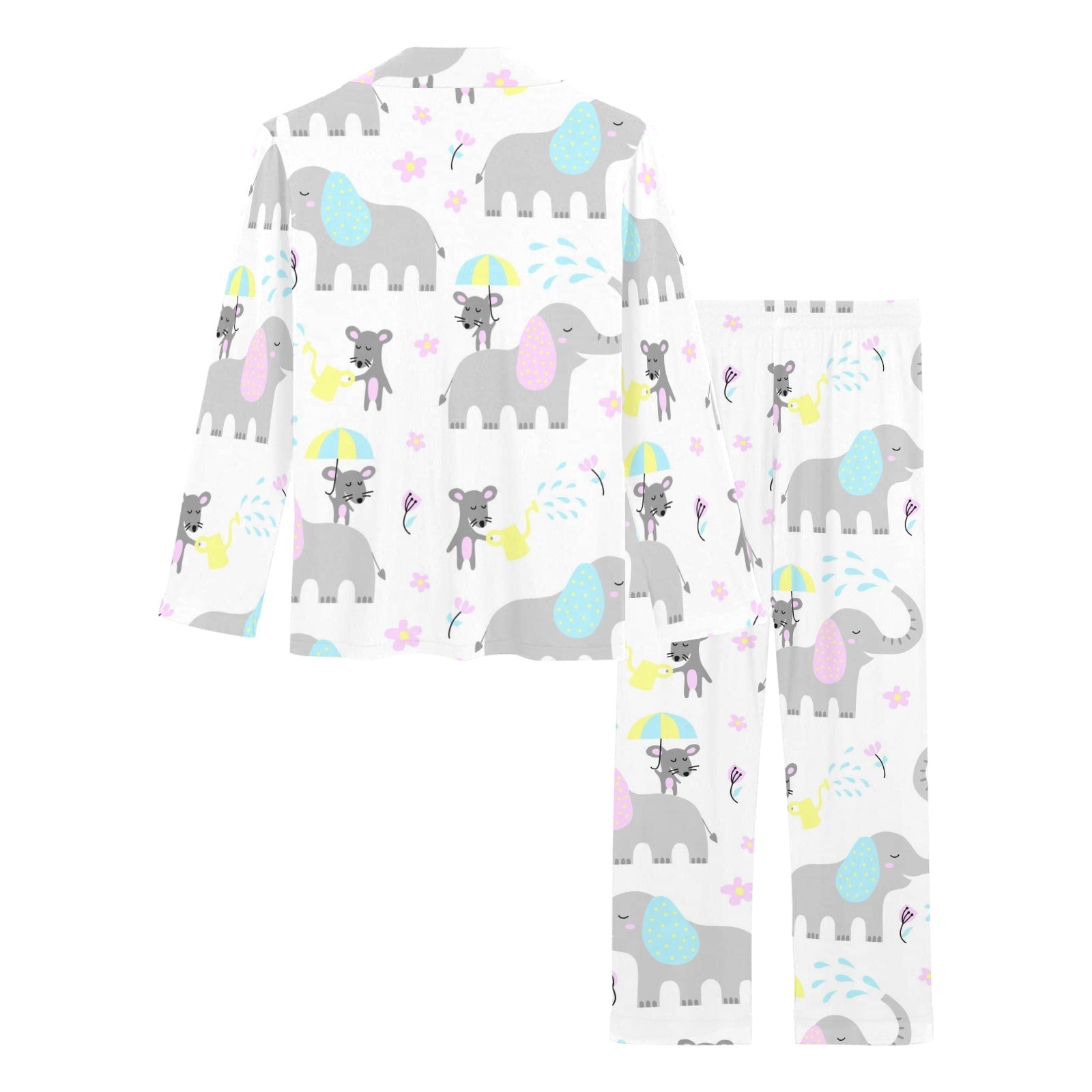 Cute elephant mouse pattern Women's Long Pajama Set