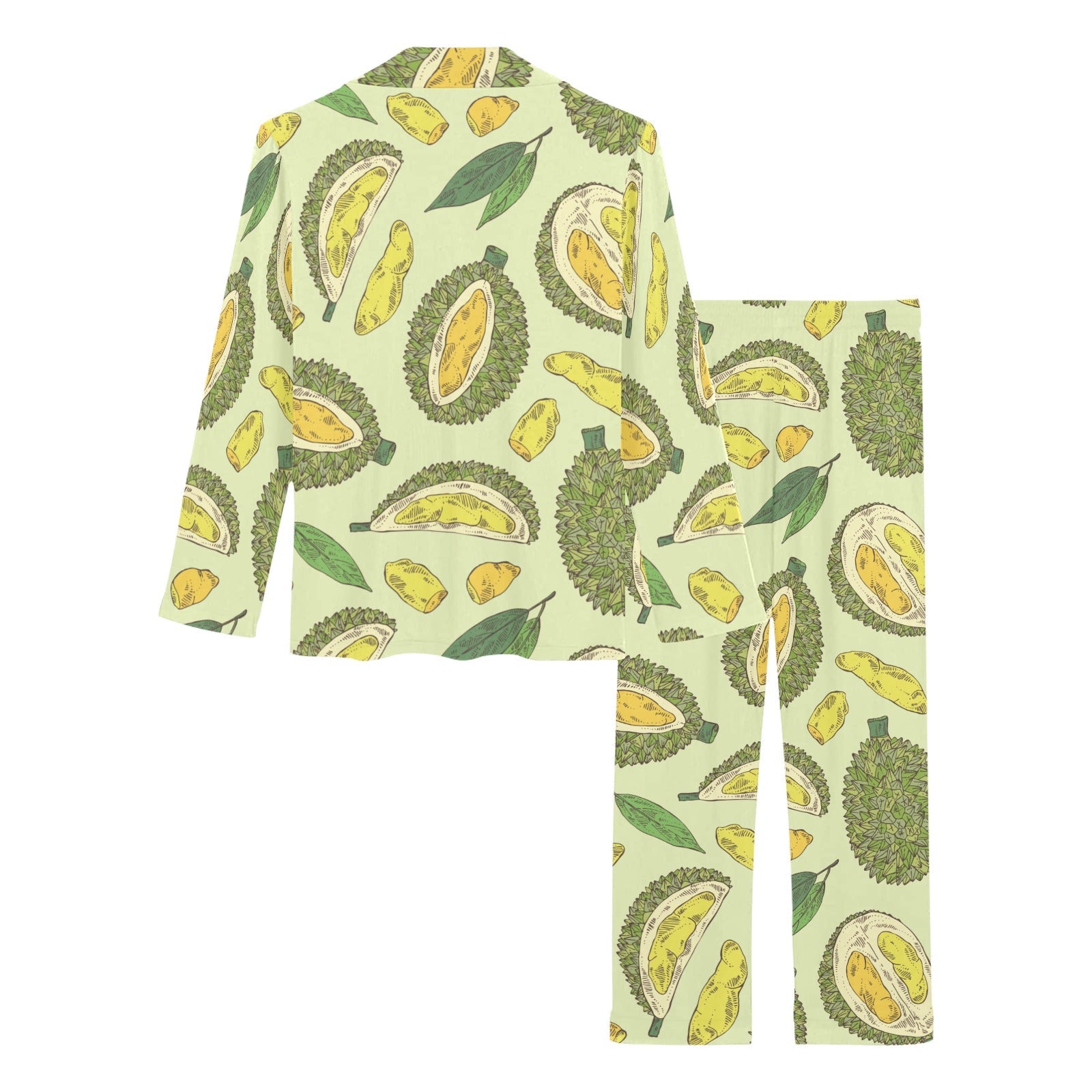 Durian leaves pattern background Women's Long Pajama Set