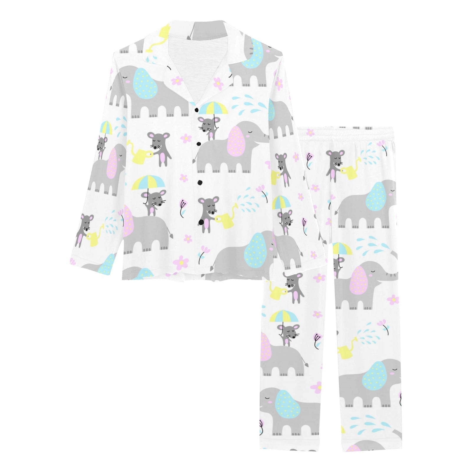 Cute elephant mouse pattern Women's Long Pajama Set