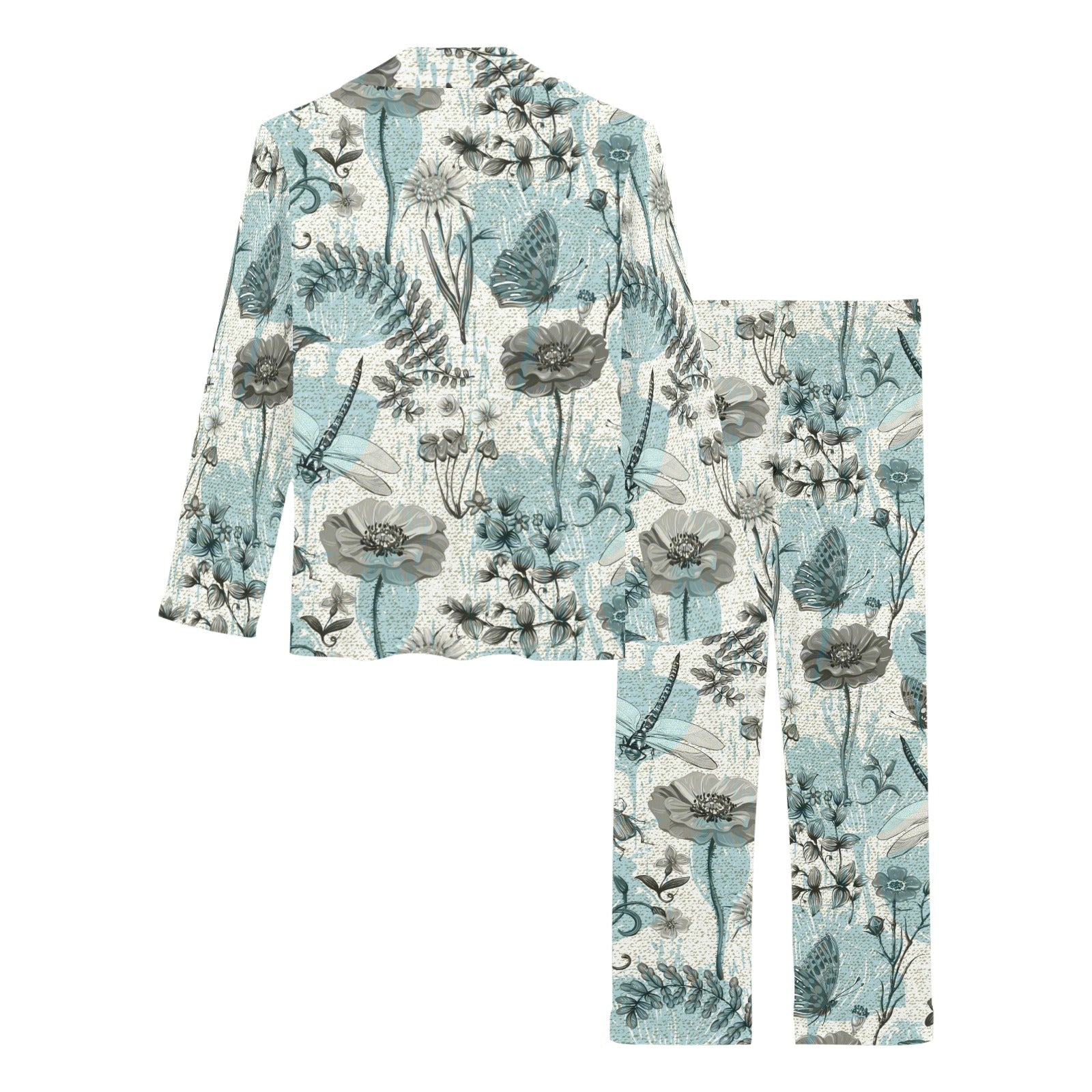 Dragonfly Butterfly Plants insect flower vintage s Women's Long Pajama Set