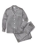 Men's Silk Pajama Set in Black and White Bengal Stripe