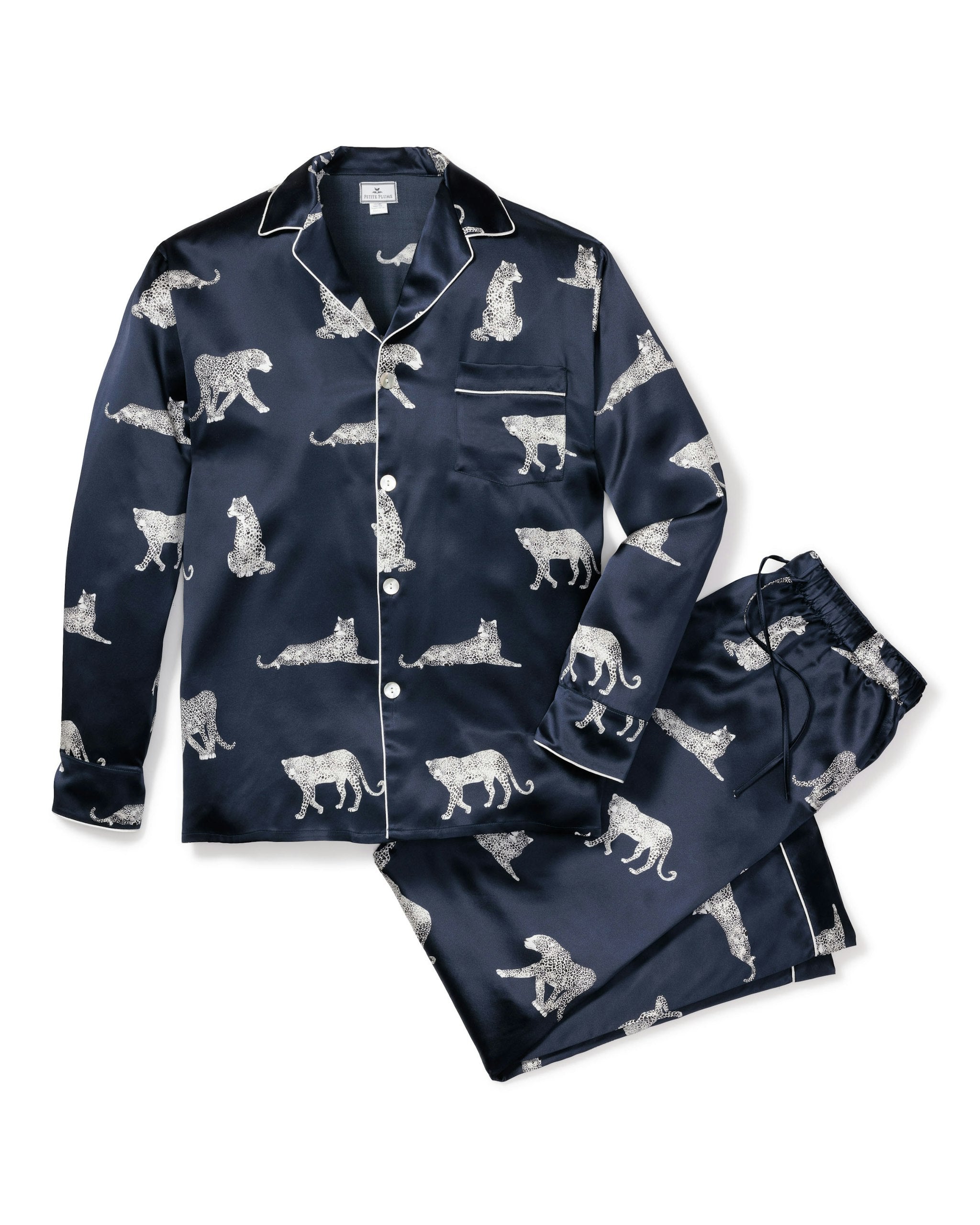 Men's Silk Pajama Set in Panthere de Nuit
