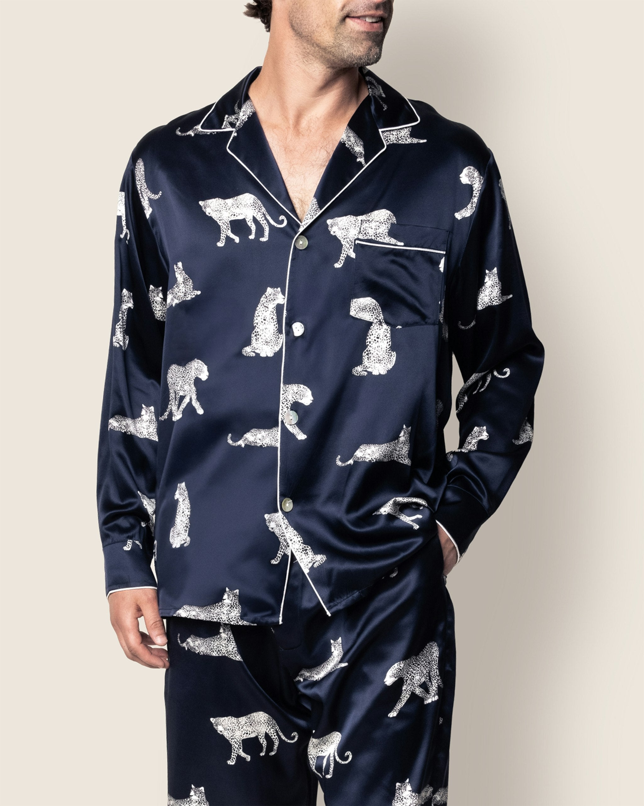 Men's Silk Pajama Set in Panthere de Luxe