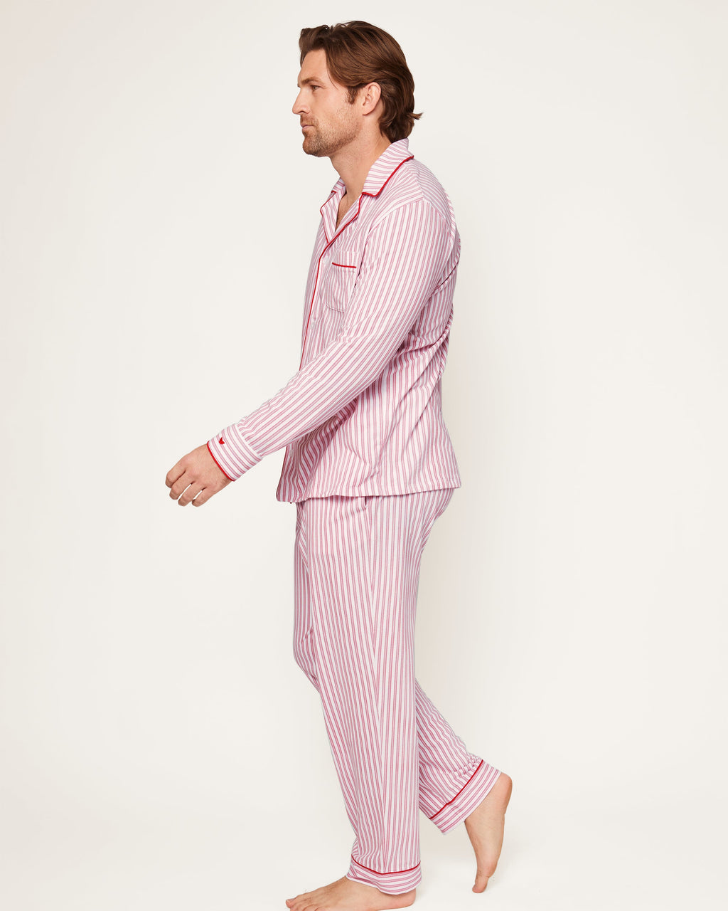 Men's Pima Pajama Set in Antique Red Ticking