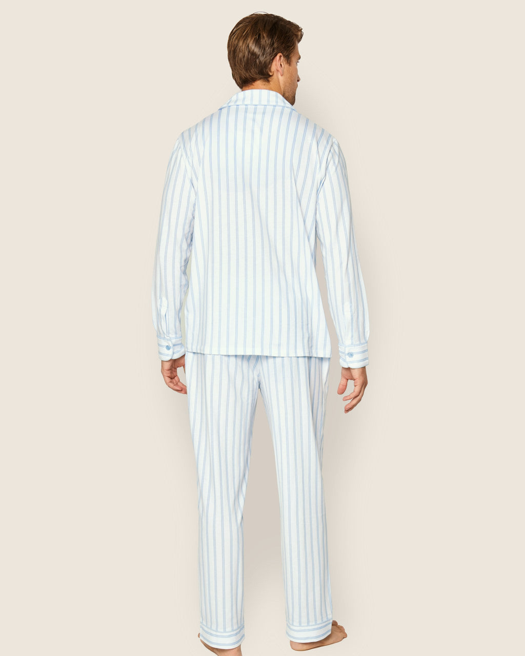 Men's Pima Pajama Set in Periwinkle and White Stripe