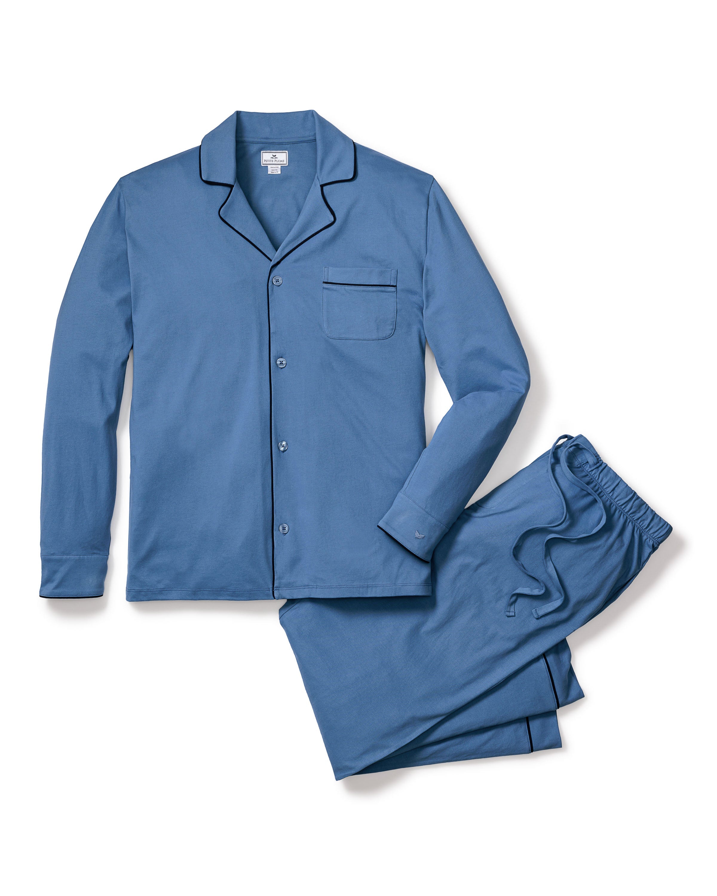 Men's Pima Pajama Set in Mystique Blue