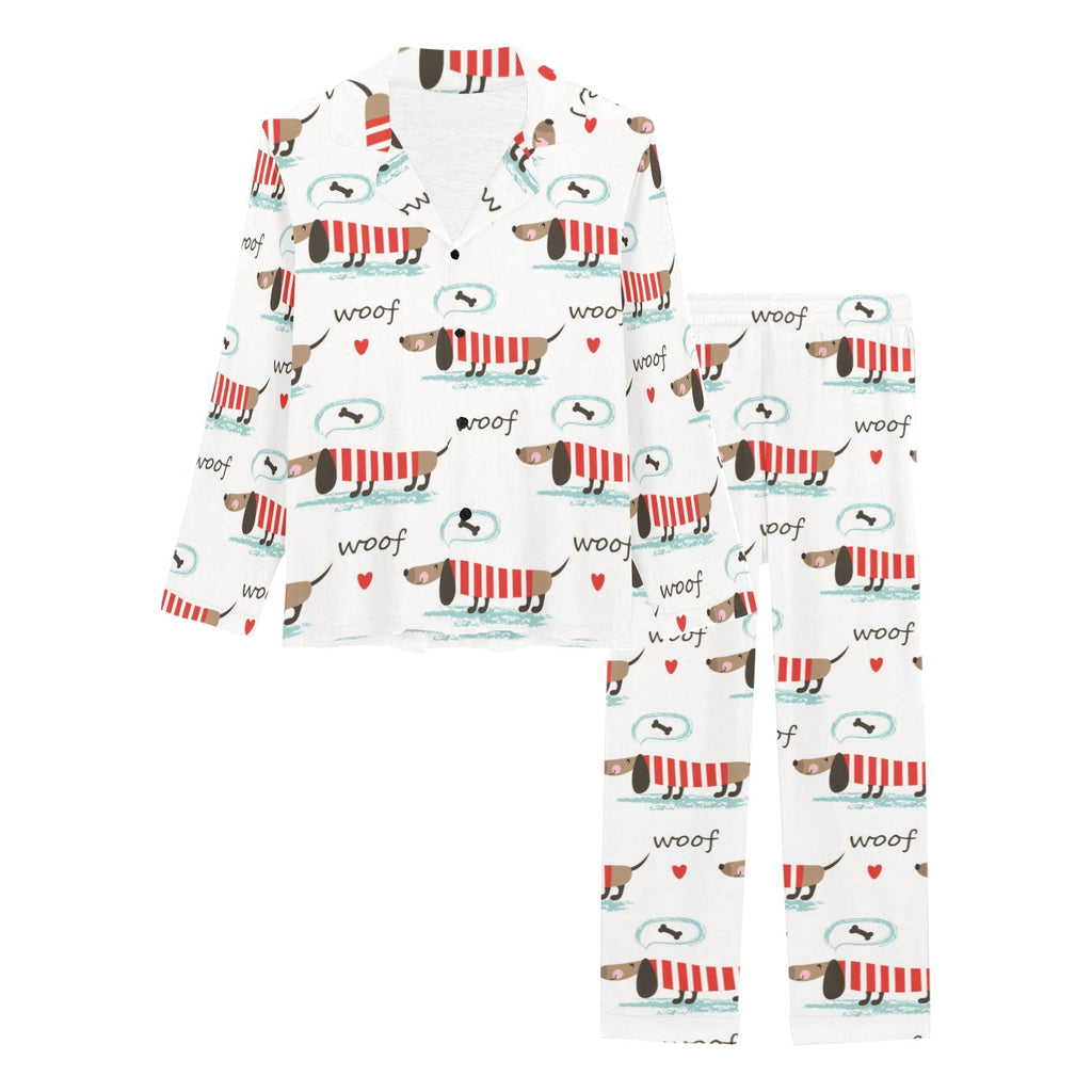 Cute dachshund bone pattern Women's Long Pajama Set