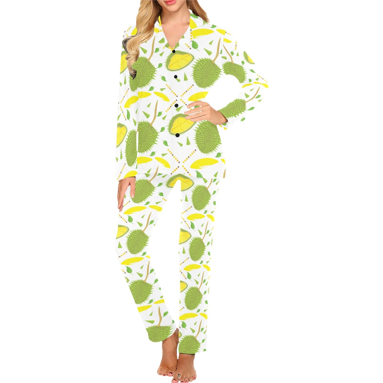 Durian pattern background Women's Long Pajama Set