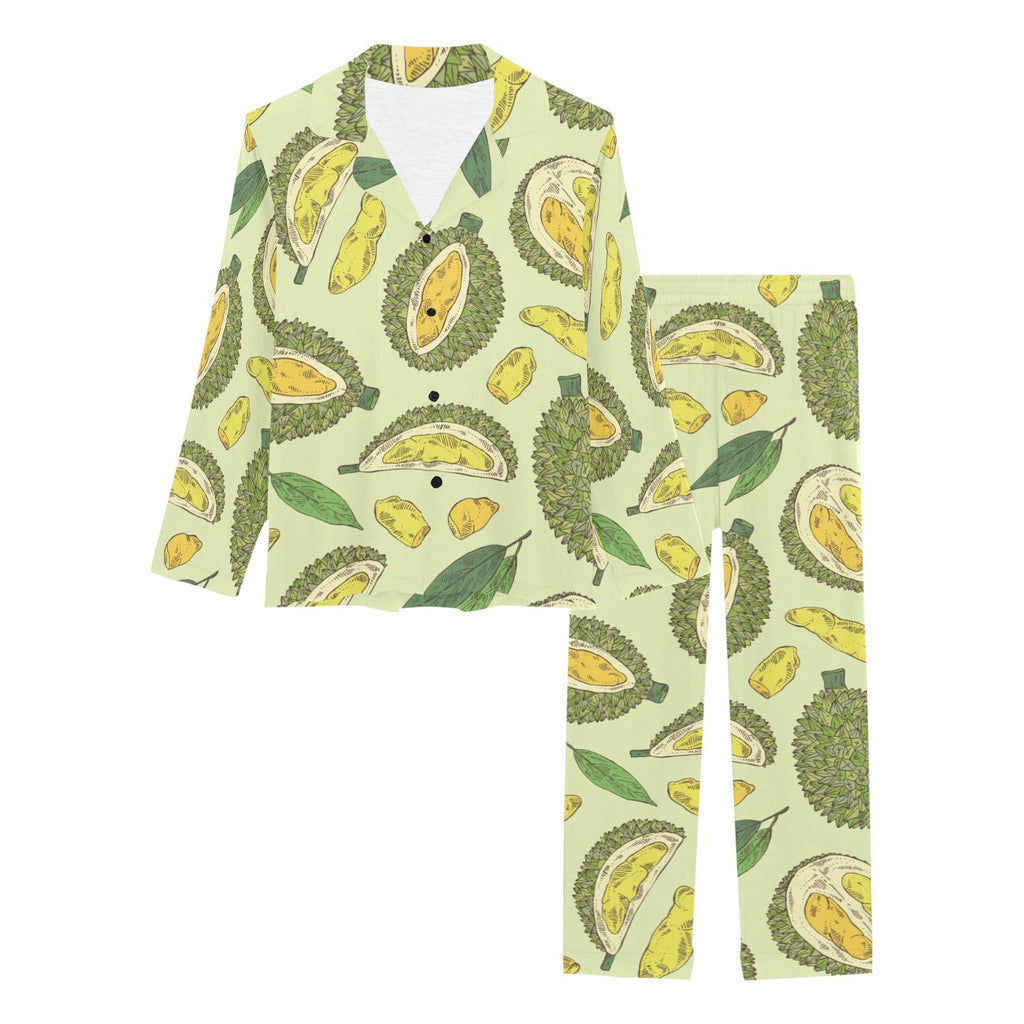 Durian leaves pattern background Women's Long Pajama Set