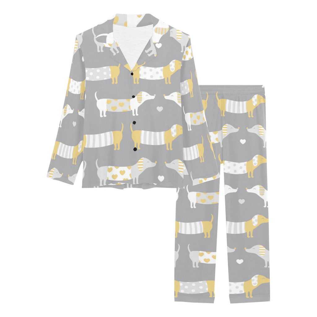 Cute dachshund dog pattern Women's Long Pajama Set