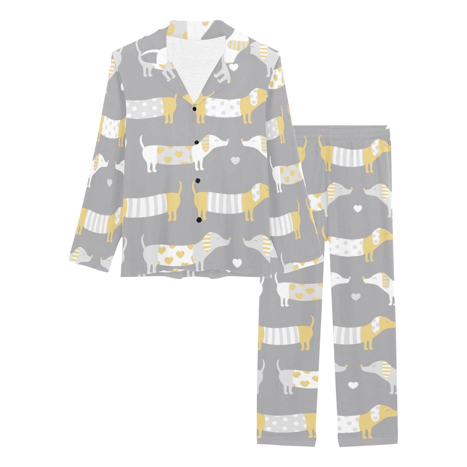 Cute dachshund dog pattern Women's Long Pajama Set