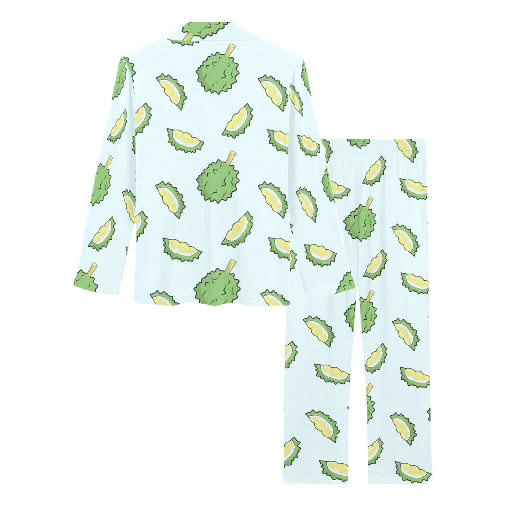 Durian pattern blue background Women's Long Pajama Set