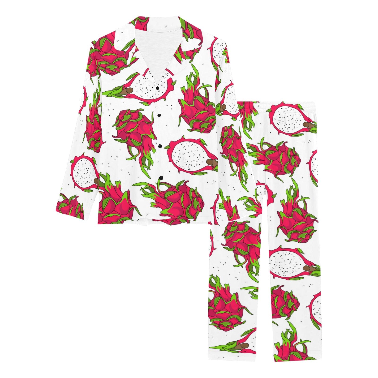 dragon fruits white background Women's Long Pajama Set