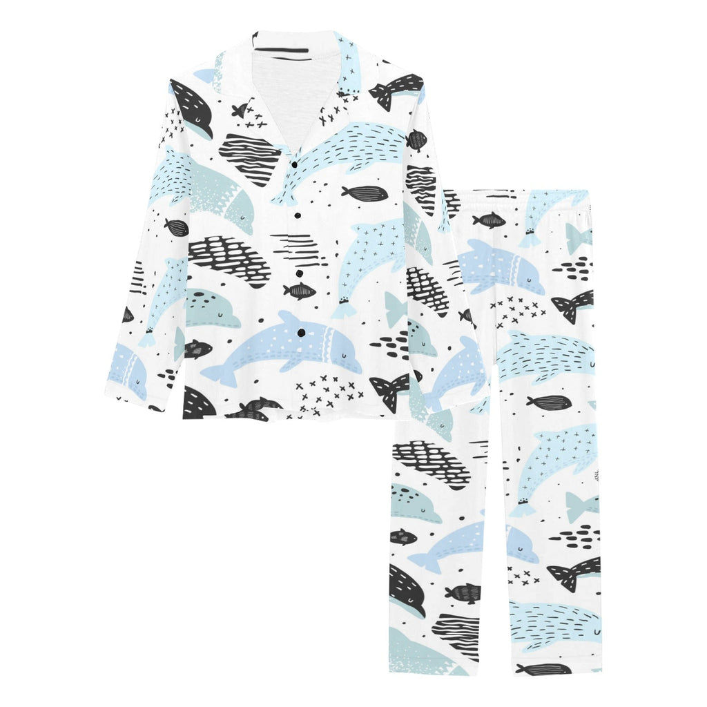 Cute dolphins Childish Style pattern Women's Long Pajama Set